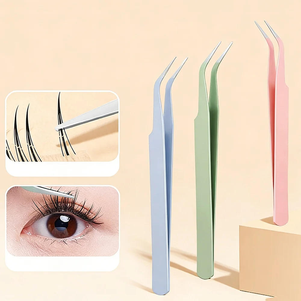 Pinzette curve in acciaio inossidabile Pinzette professionali per innesto di ciglia finte Adesivo per nail art Strass Raccolta di strumenti di bellezza