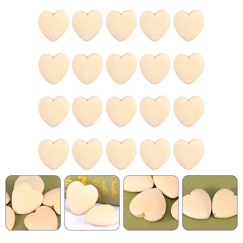 

20 Pcs Heart Shaped Wood Slices Blank Unfinished Wooden Craft Chips Smooth Decoration Materials for Home Party
