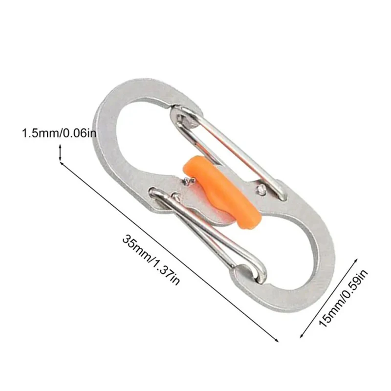 Multi use small stainless steel buckle with lock 8-shaped quick hanging S-lock key hanging buckle travel bag buckle 5pcs