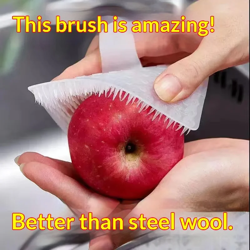Flexible PE Fruit Vegetable Cleaning Brush Reusable Soft Bristle Food Scrubber for Potato Carrot Kitchen Washing Tool