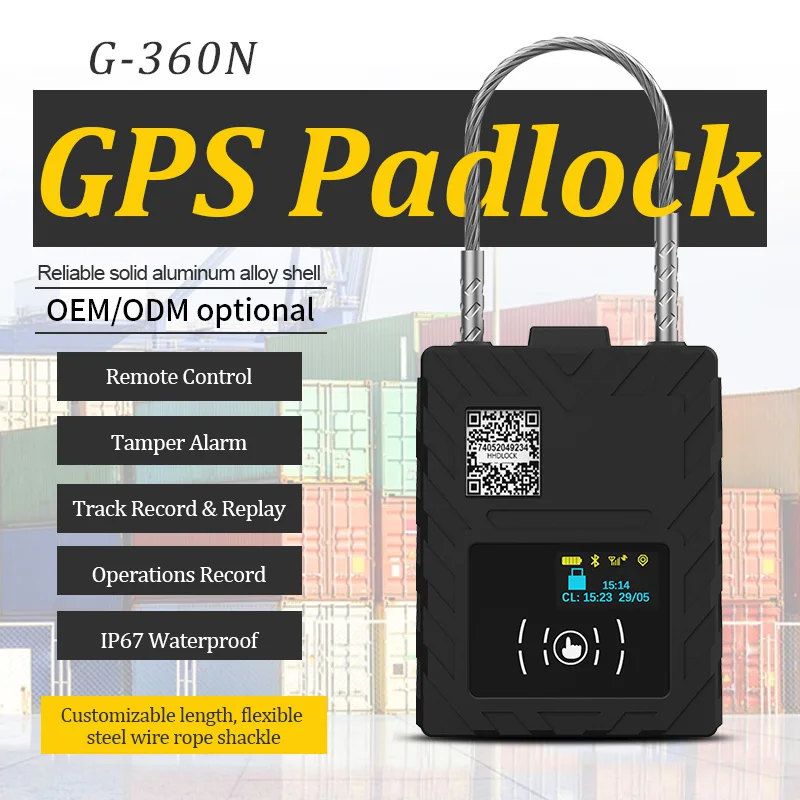 G360N Container Truck GPS Tracker Intelligent E Lock Smart Steel Wire Rope Padlock