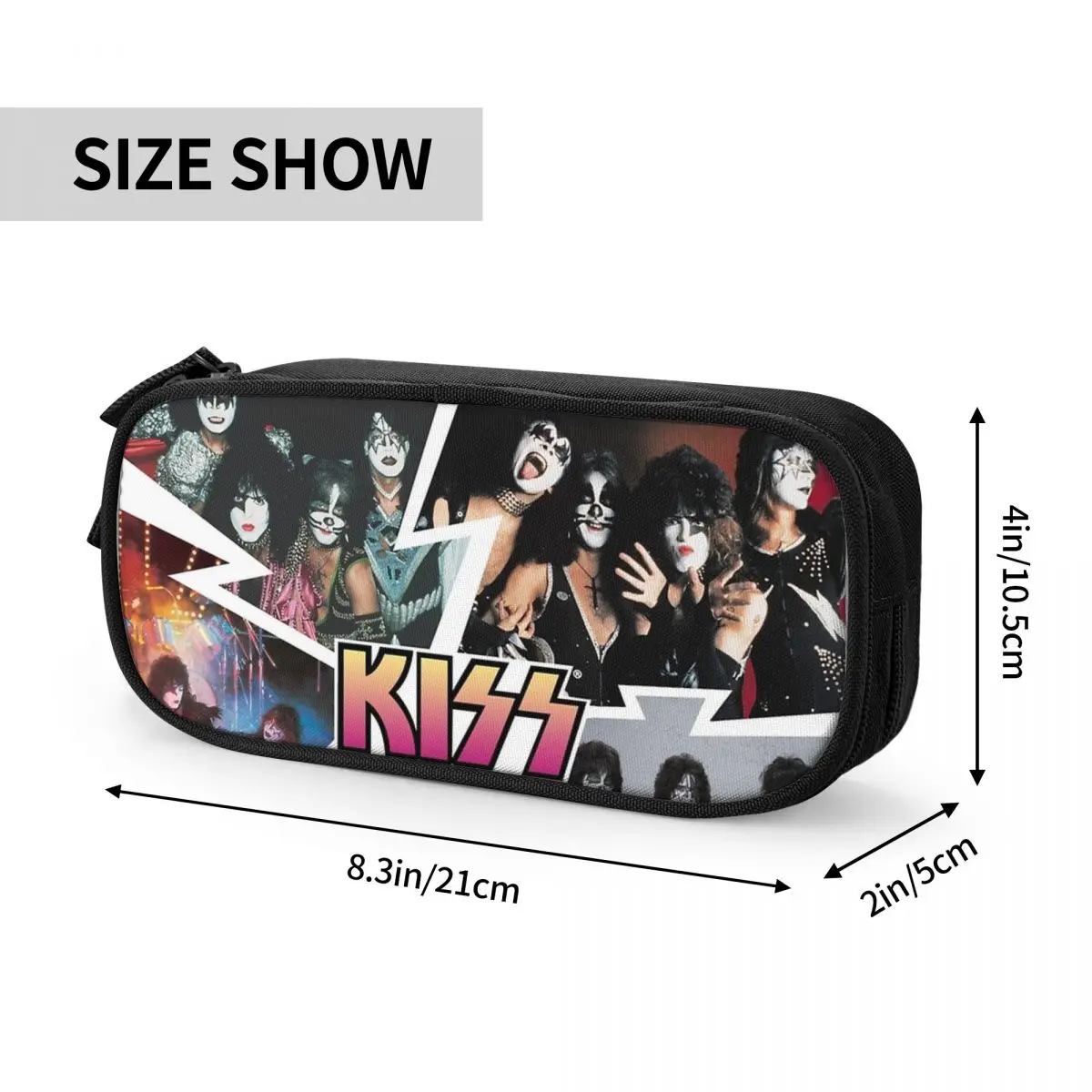 Imagem -06 - Lovely Rock Music Band Lápis Cases Kiss Band Lápis Pen Holder para Meninas e Meninos Bolsas de Grande Capacidade Escritório Zipper Papelaria