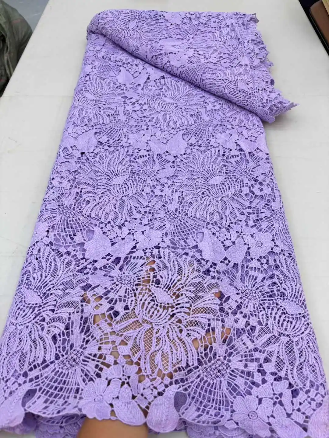 

African Nigerian French Mesh Cord Lace Fabric 2025 New Arrivals African Guipure Lace for Nigerian Bridal Wedding Dress Sew