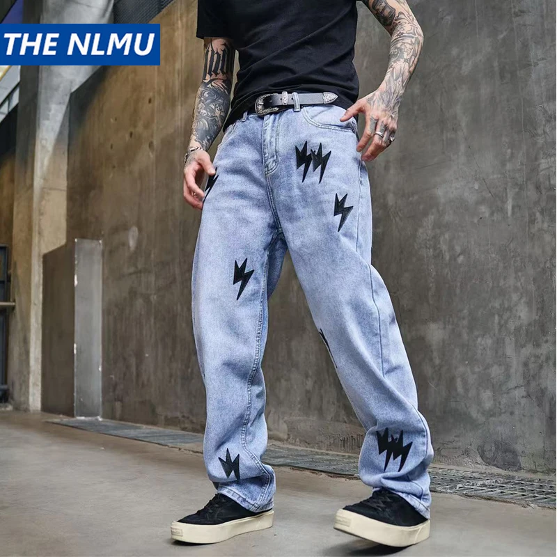 

Unisex Lightning Patchworks Denim Jeans 2025 New Baggy Jeans Harajuku Hip Hop Denim Pants