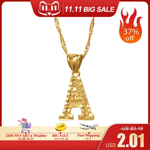 A-Z Small Letter Gold Necklaces with Initial Pendant anniyo