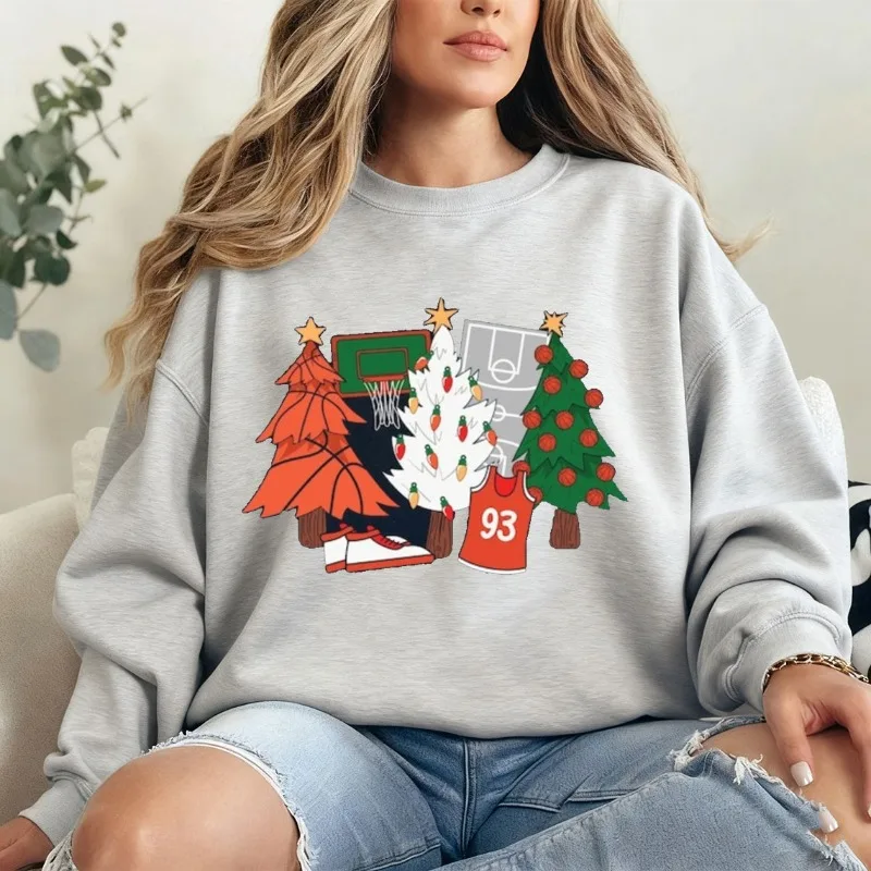 面白い女性用冬用スウェットシャツ バスケットボール愛好家向け クリスマスギフト シーズン限定 クリスマス パーカー 冬用カジュアルファッション トレンドのサーマルパーカー