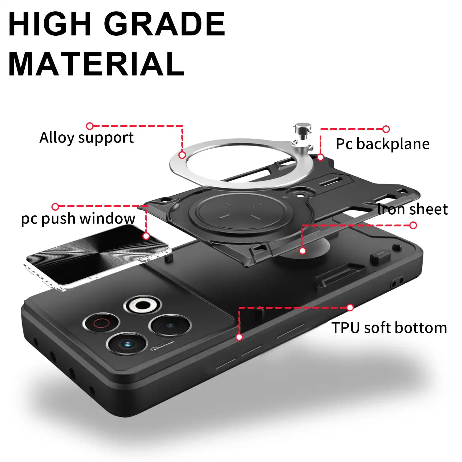 حافظة لهاتف Tecno Spark 30 5G كاميرا منزلق مغناطيسي حماية شرارة 30C 30Pro 4G غطاء 360 مسند دوار حلقة درع Funda Capa #5