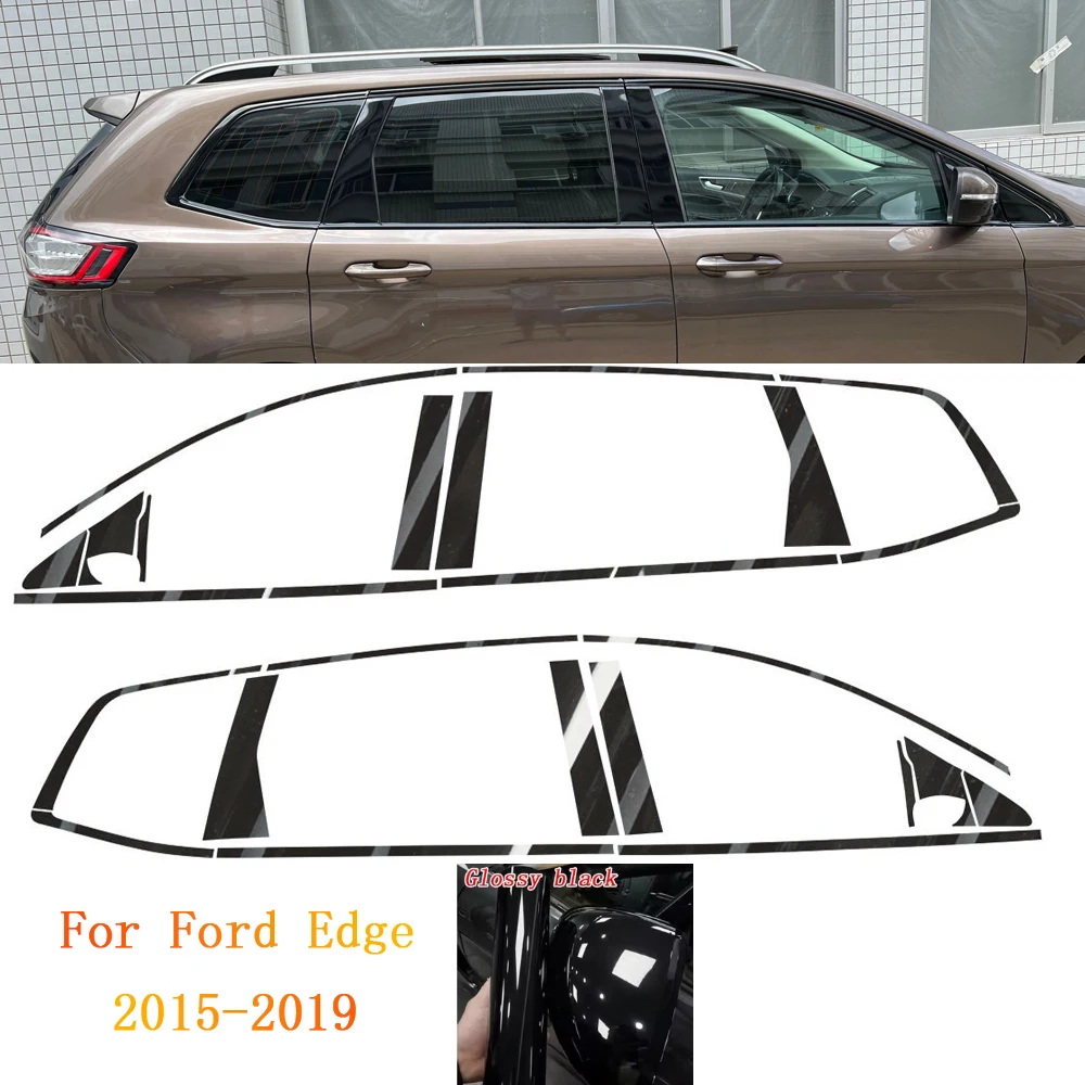 

For Ford Edge 2015-2019 Sedan Window Chrome Delete Blackout ABC Pillars Glossy Black Stickers