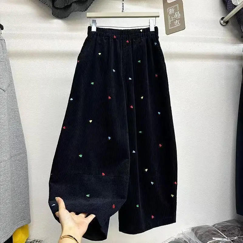 Pantaloni larghi oversize spessi autunno inverno pantaloni larghi da donna moda casual a pois elastici in vita Bloomers abbigliamento donna pantaloni larghi