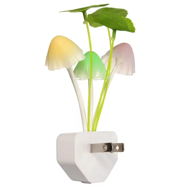 Mushroom Night Light EU & US Plug Light Sensor 3 LED Colorful Mushroom Lamp Led Night Lights Bedroom Bedside dec gift