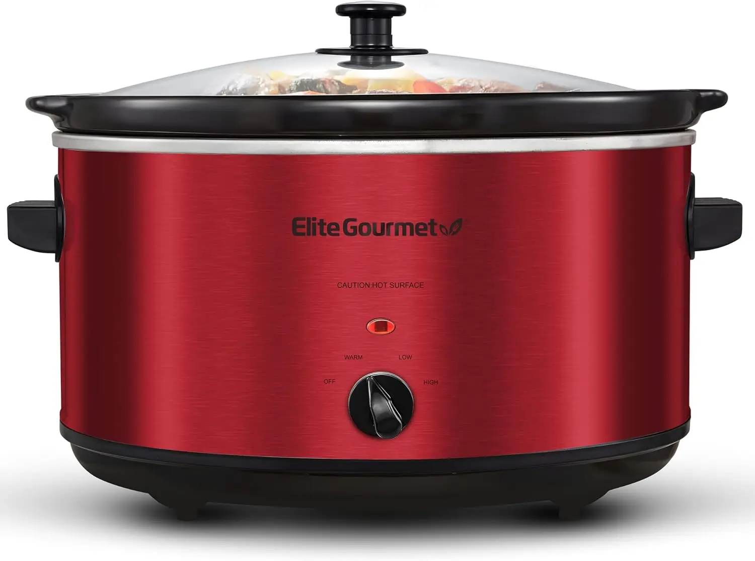 

Electric Ceramic XL Jumbo Slow Cooker, Adjustable Temp, 8.5Qt, Dishwasher Safe Glass Lid & Crock, Metallic Red
