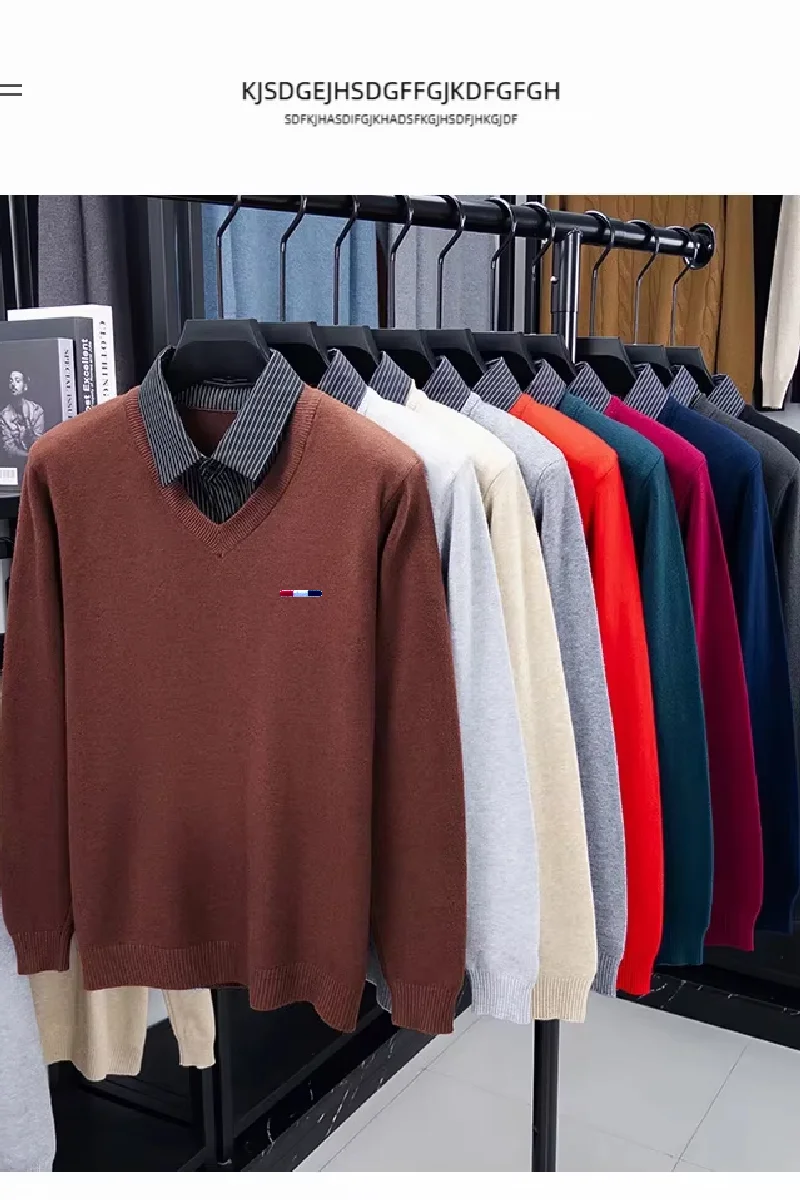 Hochwertiger Herren Falscher Zweiteiler Langarm-Strickpullover Gestreift mit Stickerei Herbst Winter Neuer Pullover Lässige Vielseitige Herrenbekleidung – Detail 8