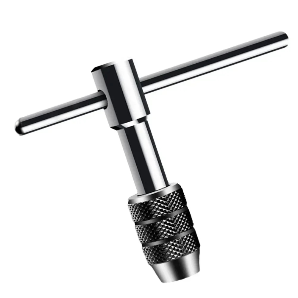 Llave de soporte de grifo de trinquete con mango en T plateado ajustable M3-M8 M5-M8 M6-Máquina rosca de tornillo enchufe métrico grifo en forma de T