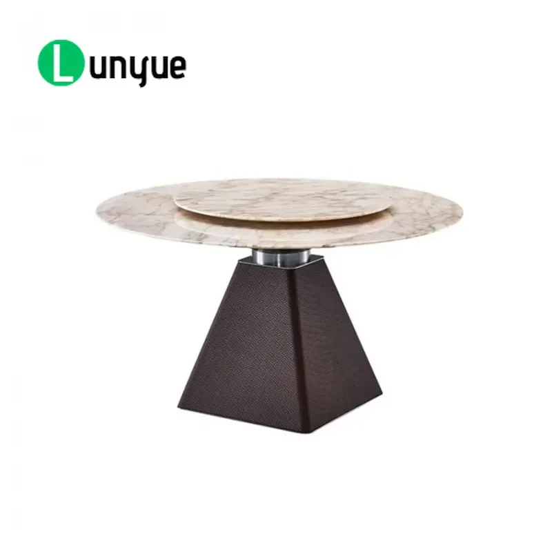 Light Luxury Round Sintered Stone Dining Table Foldable Extendable Marble Top Cone Foot Modern Kitchen Furniture Space Saving