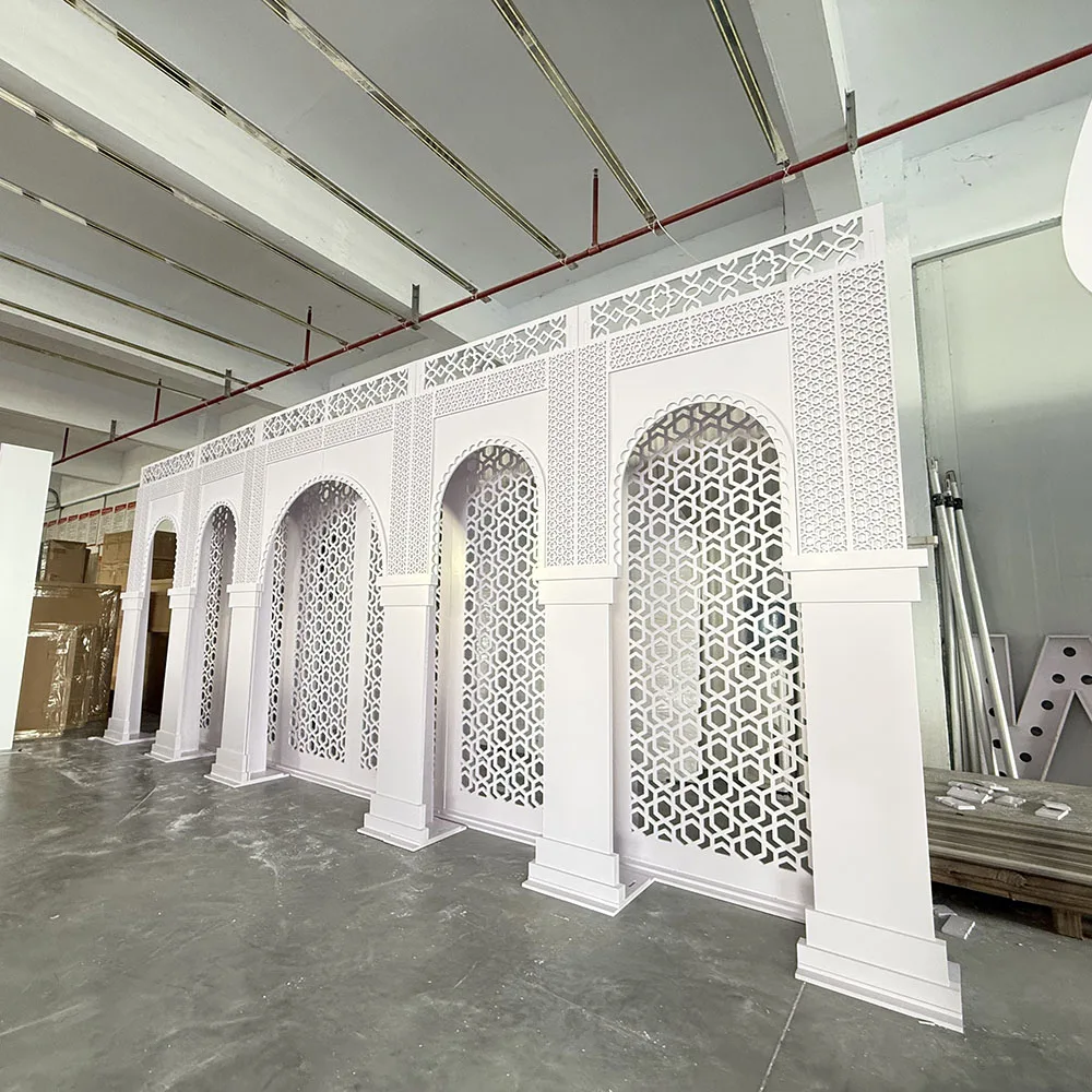 FSDKX Custom 3d White Frame Backdrop Wedding Decorations Moroccan Backdrop Arch Pvc Backdrop Stand for Wedding Events