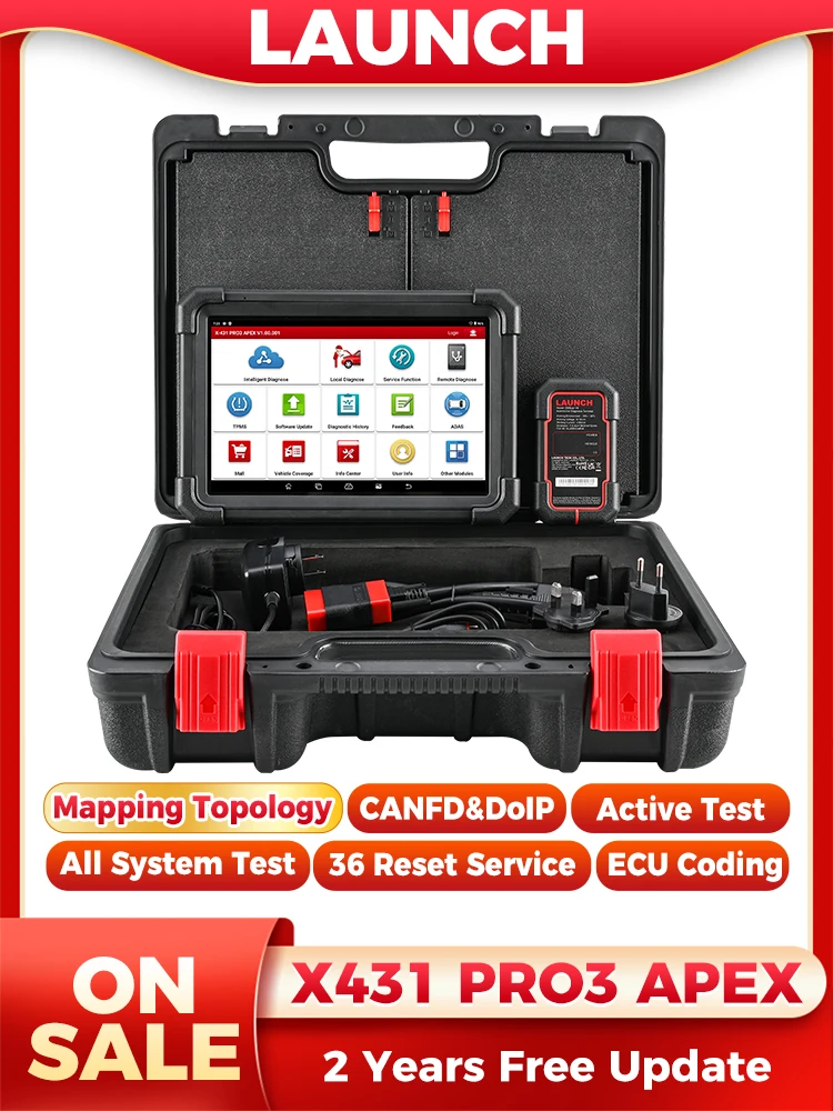LAUNCH X431 PRO3APEX Auto-Diagnosegerät OBD2-Scanner Diagnose Auto Automotive Scan Autoscanner Diagnose 2 Jahre Kostenlose Aktualisierung 10,1 Zoll Tablet