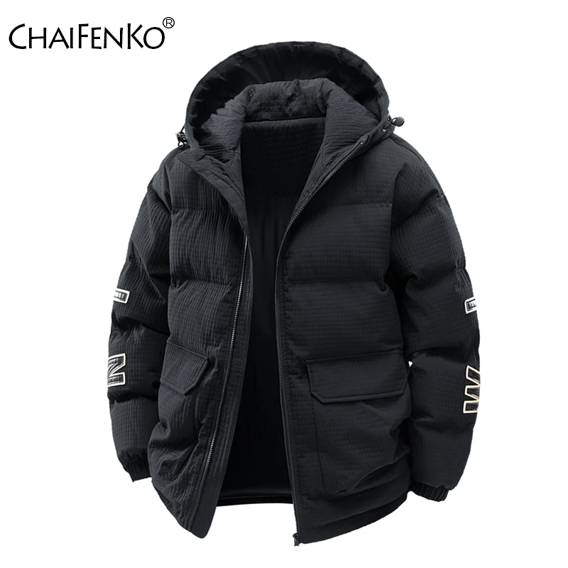 Winter Men Casual Solid Keep Warm Parka Outdoors Simplicity Loose Versatile Thicken Coat New Fashion Windproof Hooded Jacket Men