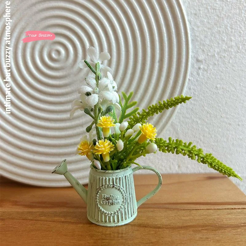 

1 шт. миниатюрный ретро кофейник стиль ваза для цветов сплав горшечное растение DIY аксессуар для домашнего декора масштаба 1/12