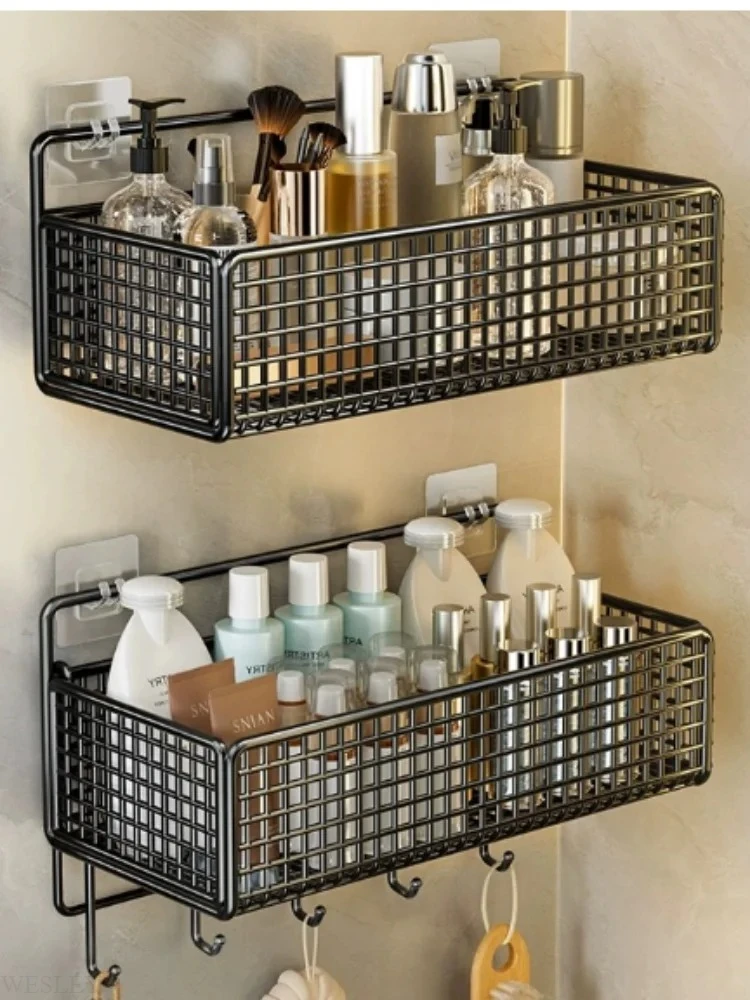 Bohrfreies Badezimmerregal, Multifunktionales Aufbewahrungsregal, Wandmontierter Toilettenartikel-Organizer, Wasserdicht & Langlebig