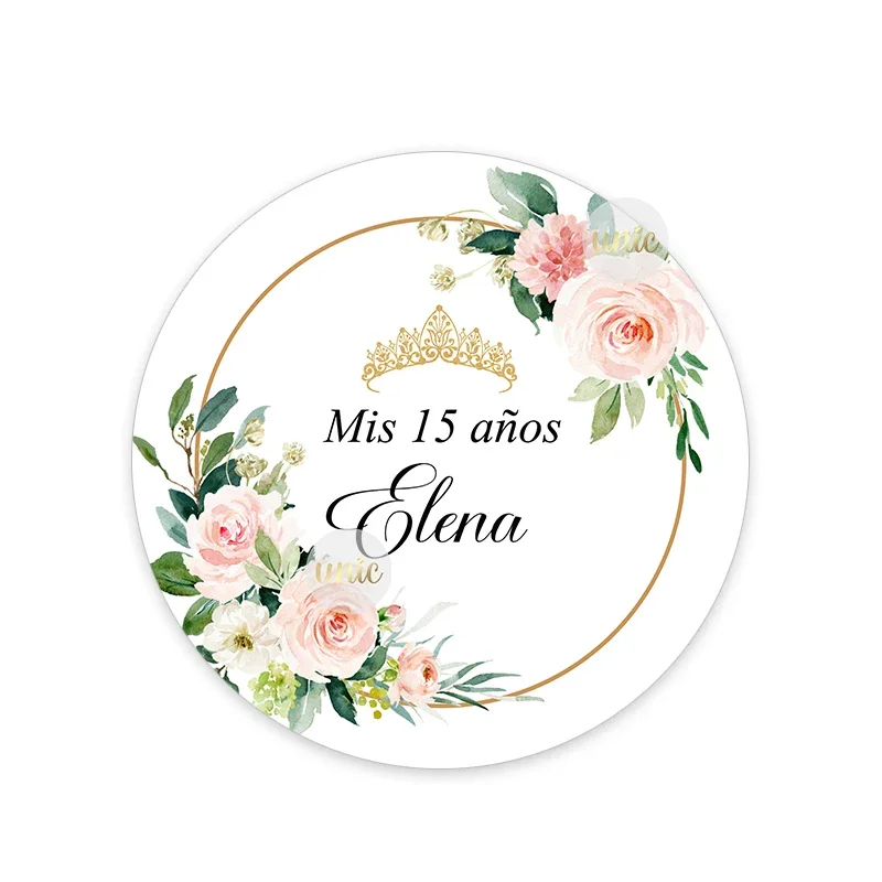 Mis XV Mis Quince Stickers Personalise Fifteenth /Sixteen Birthday Mis Quince 15 años Party Decor Labels Crown Girl Butterfly