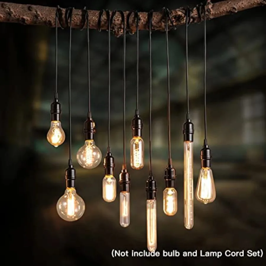 E26 E27 Light Sockets, 8 Packs Edison Period Retro Style Pendant Lamp Holder, Replacement DIY Pendant E26 Medium Base Screw Lig