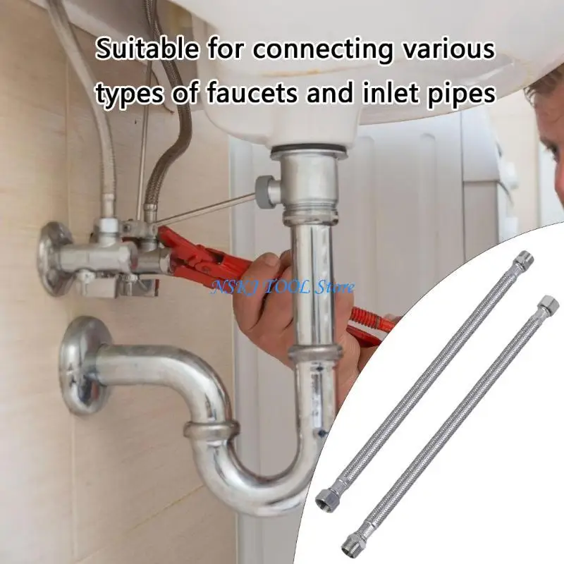 

L8RC Set Of 2 High Pressure Resistant Flexible Pipes Hose 3/8 Inch for Water Systems