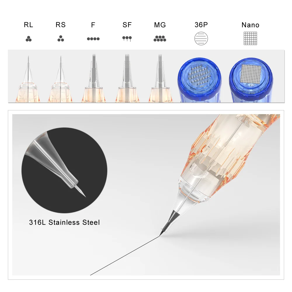 Bmx 100Pcs Pmu Cartridge Tattoo Naalden 0.16/0.18/0.2/0.25/0.3Mm Rl Voor Micropigmentation permanente Make-Up Wenkbrauwen Microblading