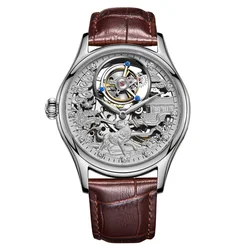 AESOP7016 Manual Tourbillon Hollow Movement Men's Watch Diamond Stainless Synthetic Sapphire Leather Men's Mechanical Watch 2024