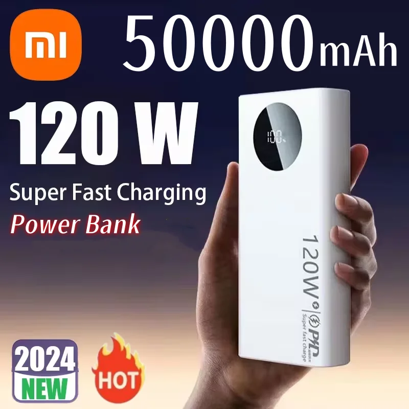 Xiaomi 120W 50000mAh High Capacity Power Bank Fast Charging Powerbank Portable Battery Charger For iPhone Samsung Huawei 2024