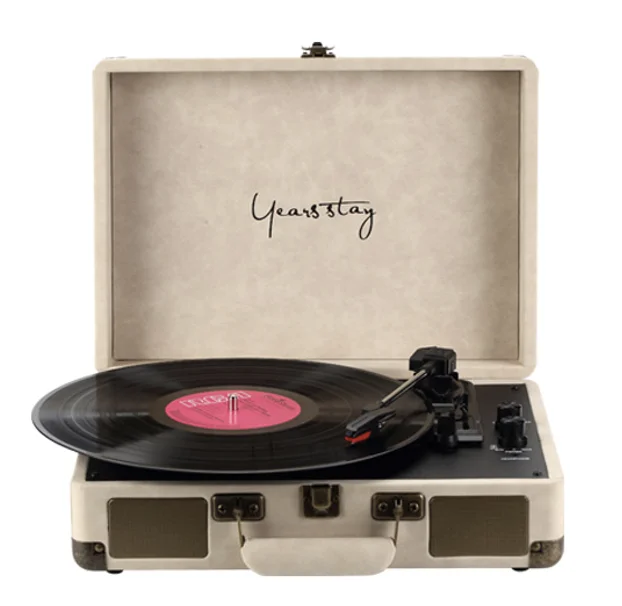

2025 hot sale EOM/EDM HY-T01 Portable BT Vinyl Record Player with Vintage Leather Cover Electronic Retro Turntable for Audio Use