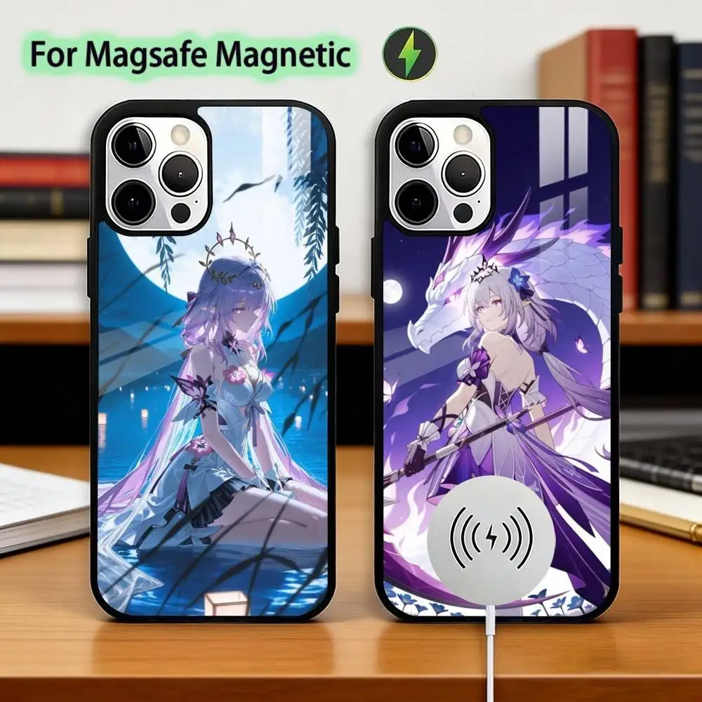 

Honkai Castorice S-Star Rail Phone Case For iPhone17,16,15,14,13,12,11 Plus,Pro Magnetic For Magsafe Wireless Charging