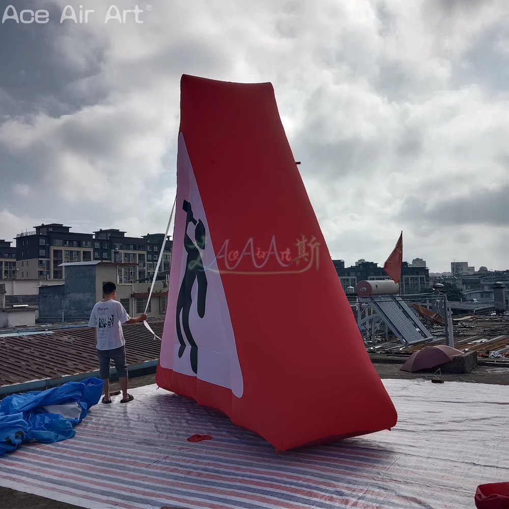 Outdoor verkeerswaarschuwing slogan opblaasbare logo muur met gratis ventilator voor reclame of activiteiten