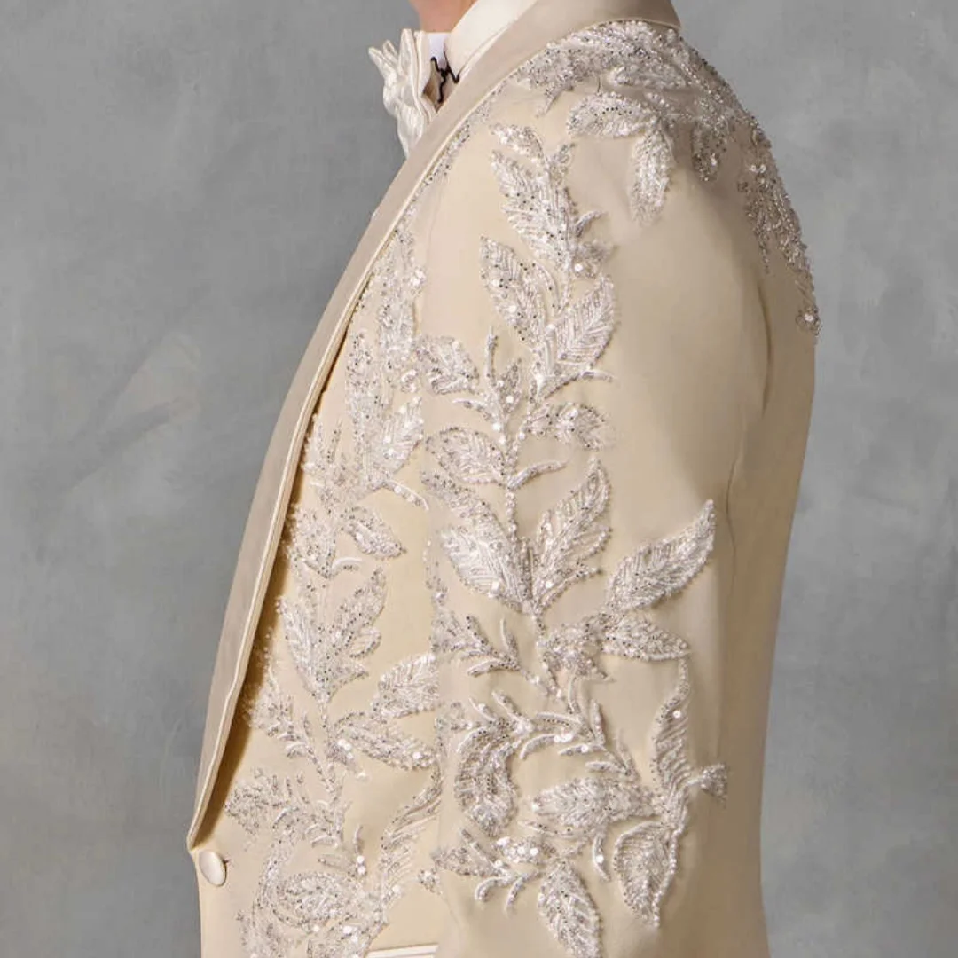 Jas Pria Mewah Berhias Manik-Manik, Model Single Breasted dengan Kerah Shawl, Blazer Payet, Potongan Klasik untuk Pesta Prom, Tuxedo Pria yang Dapat Disesuaikan