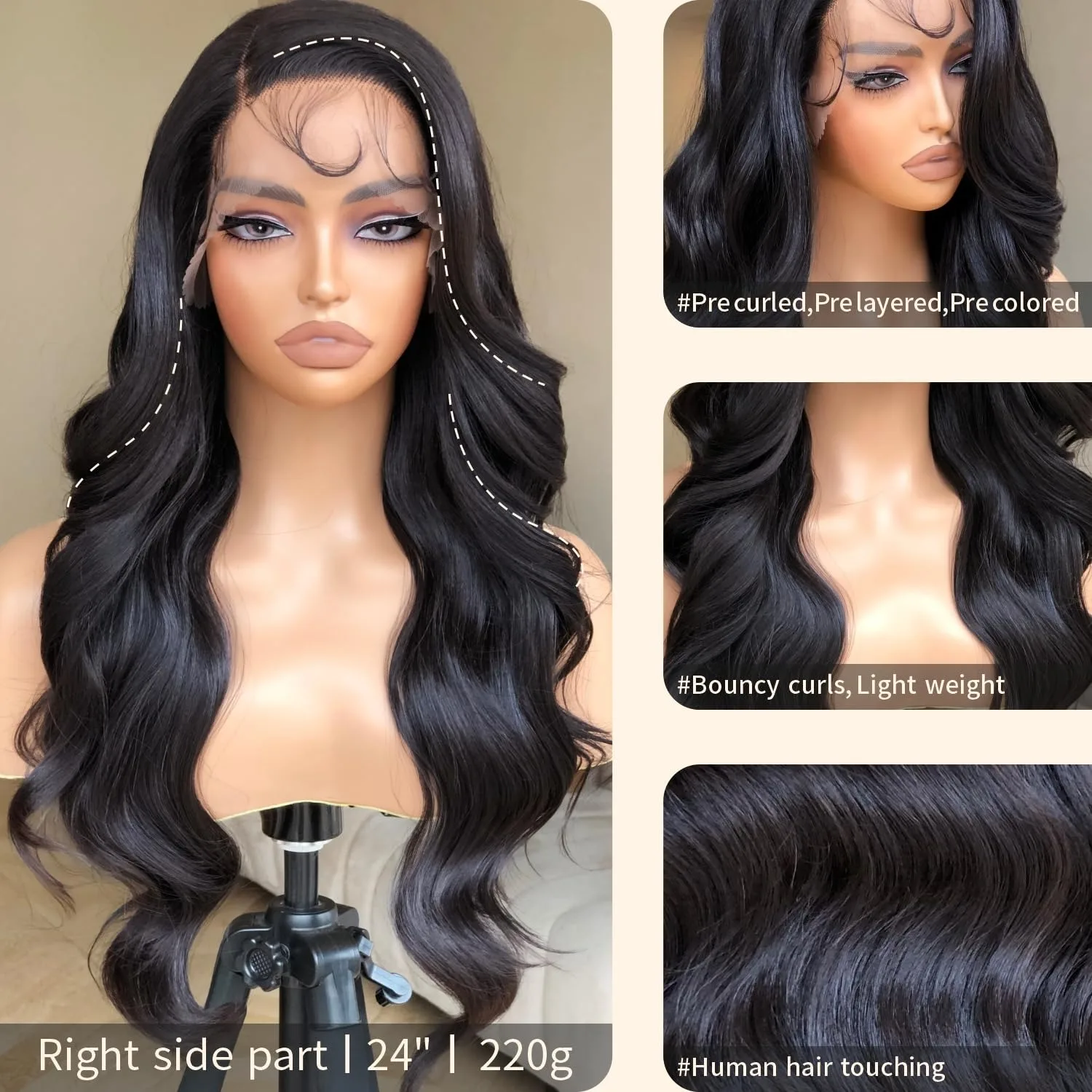 34Inch Glueless Wigs Human Hair Pre Plucked Pre Cut 13x6 Hd Transparent Body Wave Lace Front Wig Human Hair 100% Human Hair Wigs