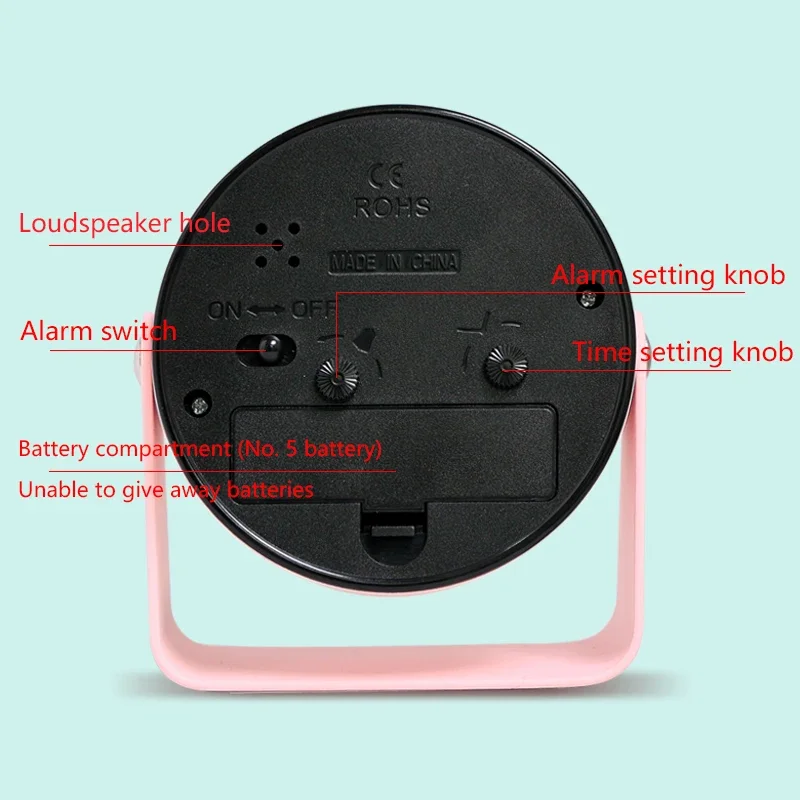 Creative Metal Small Alarm Clock 360°Rotating Silent Bedside Desk Table Clocks Gift for Bedroom Living Room Tools Office Decor