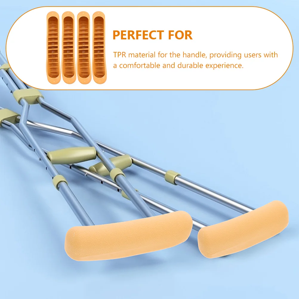 

4 шт. TPR подушечки для костылей подмышек, подушки для подмышек, прочные нескользящие H-образные ручки, алюминиевые аксессуары, серая поддержка для ходьбы