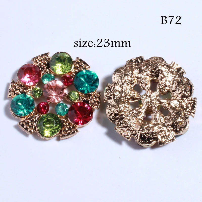 10PCS 23MM Bling Round Rhinestone Buttons For Clothing Decoration Glass Clear Crystal Button For Shoes Craft Supplies