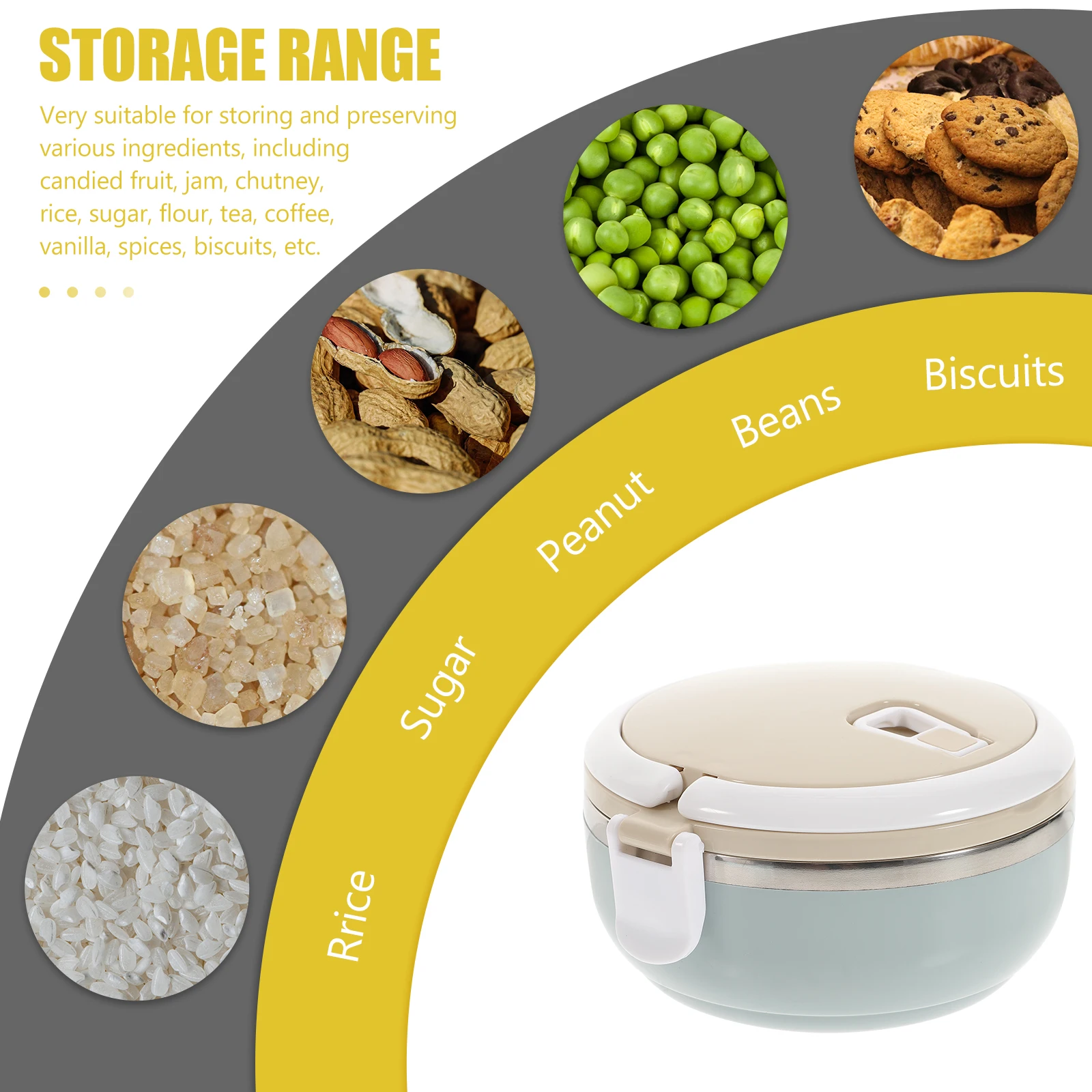 

Stainless Steel Food Container Round Leak-Proof Storage Box With Lid For Kitchen Snacks Preservation Box For