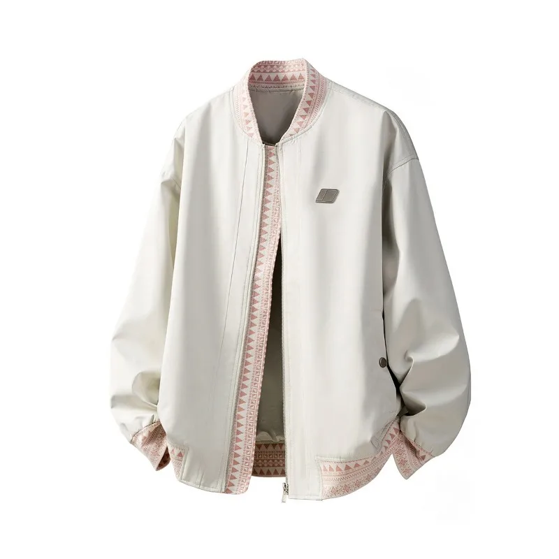 Vintage Patchwork Jacket Embroidered Letter Design Pilot Jacket Leisure Sports Outdoor Zipper Jackets