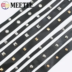 2/5/10Meters Meetee Rivet PU Leather Ribbons Punk Eyelets Band Rope DIY Bracelet Sewing Clothing Bags Strap Material Accessories