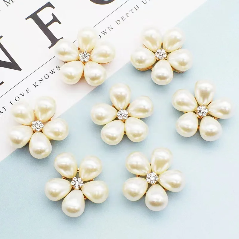 5 Petals pearl flower ABS Imitation Pearls Decoration for charms hole shoe buckle accessory Give to girls gift are can wholesale