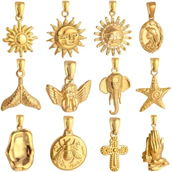 Sun/Cross/Whale Fish Tail/Starfish Charms for Jewelry Making Stainless Steel Animal Pendants Dangle Diy Necklace Supplies
