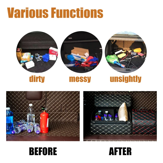 Car Trunk Organizer Box, Large Capacity, Auto Multiuse Tools, Storage Bag, Stowing, Tidying, Leather, Folding for Emergency 4 Car Trunk Organizer Box, Large Capacity, Auto Multiuse Tools, Storage Bag, Stowing, Tidying, Leather, Folding for Emergency 4