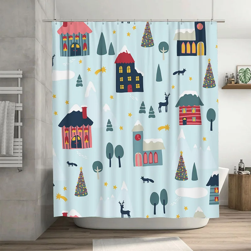 

TU Cute Forest Animals Shower Curtain Woodland Deer Fox Nature Bathroom Decor Set Waterproof Fabric Backdrop