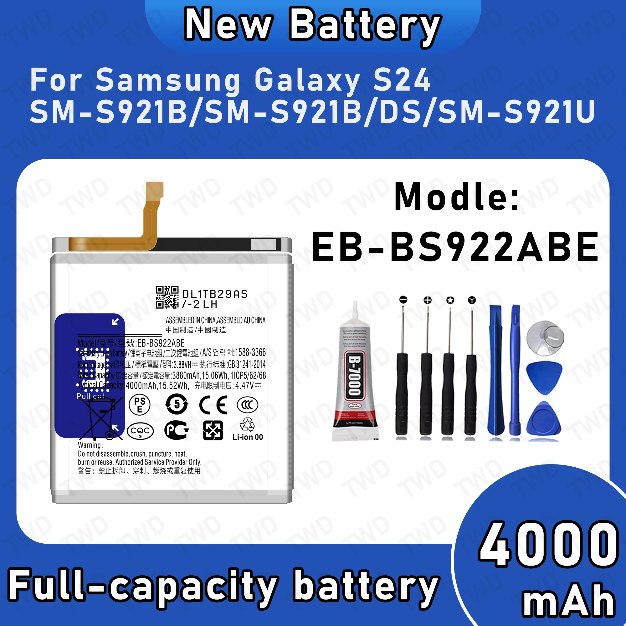 EB-BS922ABE Large capacity Battery For Samsung Galaxy S24/SM-S921B/SM-S921B/DS/SM-S921U Batteries New High