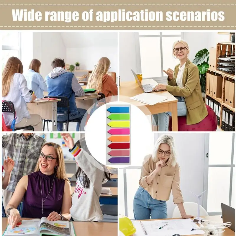 Schede per notebook 8 colori Schede note adesive Schede indice adesive colorate Adesivi per schede indice fluorescenti trasparenti per notebook
