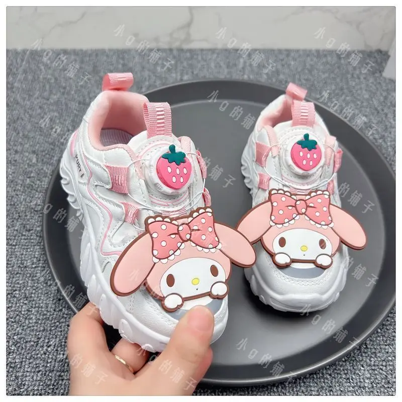 Sanrio Children's Sneakers Cartoon Breathable My Melody Medium Sized Big  Boy Girl Casual Rotating Outdoor Shoes Cute New Style