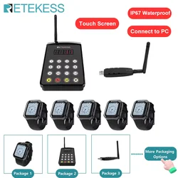 RETEKESS TD154 Kitchen Waiter Calling System Restaurant Pager For Server TD113 Waterproof Watch Receivers For Coffee Bar Hotel