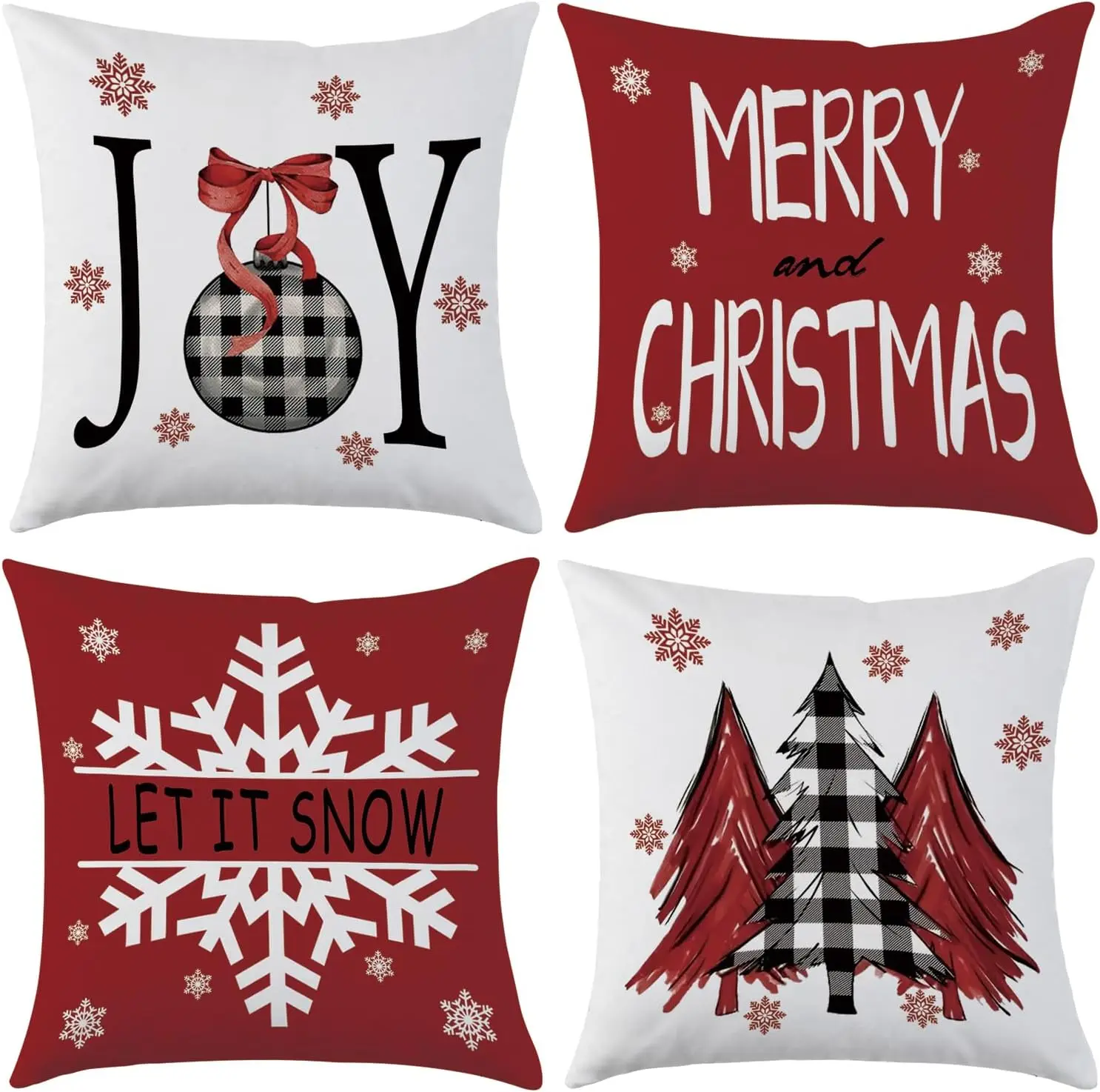 

Красные наволочки 18 x 18 дюймов, набор из 4 рождественских радостных рождественских елок, зимние праздничные наволочки для дивана, дивана, домашнего декора