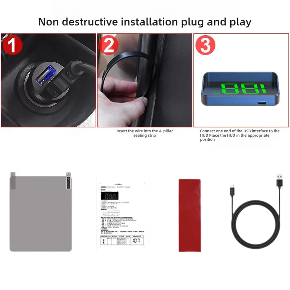 M2 رئيس يصل عرض سيارة العالمي عداد السرعة KMH/MPH HUD كابل يو اس بي التوصيل والتشغيل نظام تحديد المواقع و Beidou المزدوج الأقمار الصناعية #6